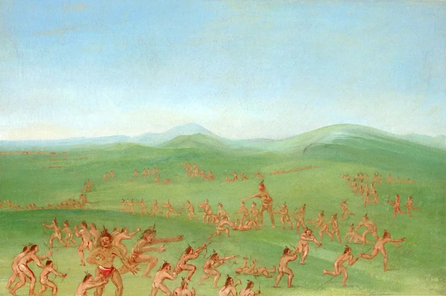 Simuliertes Kampf, Mandan Boys - George Catlin