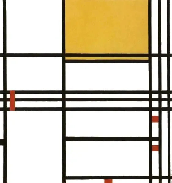Komposition 9 mit Schwarz, Weiß, Gelb und Rot - Piet Mondrian