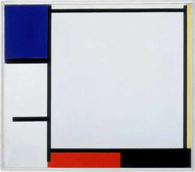 Composition avec du bleu, du jaune, du rouge, du noir et du gris - Piet Mondrian image 1 copie de tableau peinte à la main