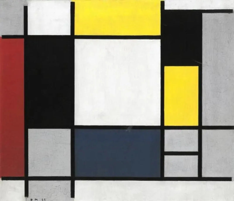 Komposition mit Gelb, Rot, Schwarz, Blau und Grau - Piet Mondrian