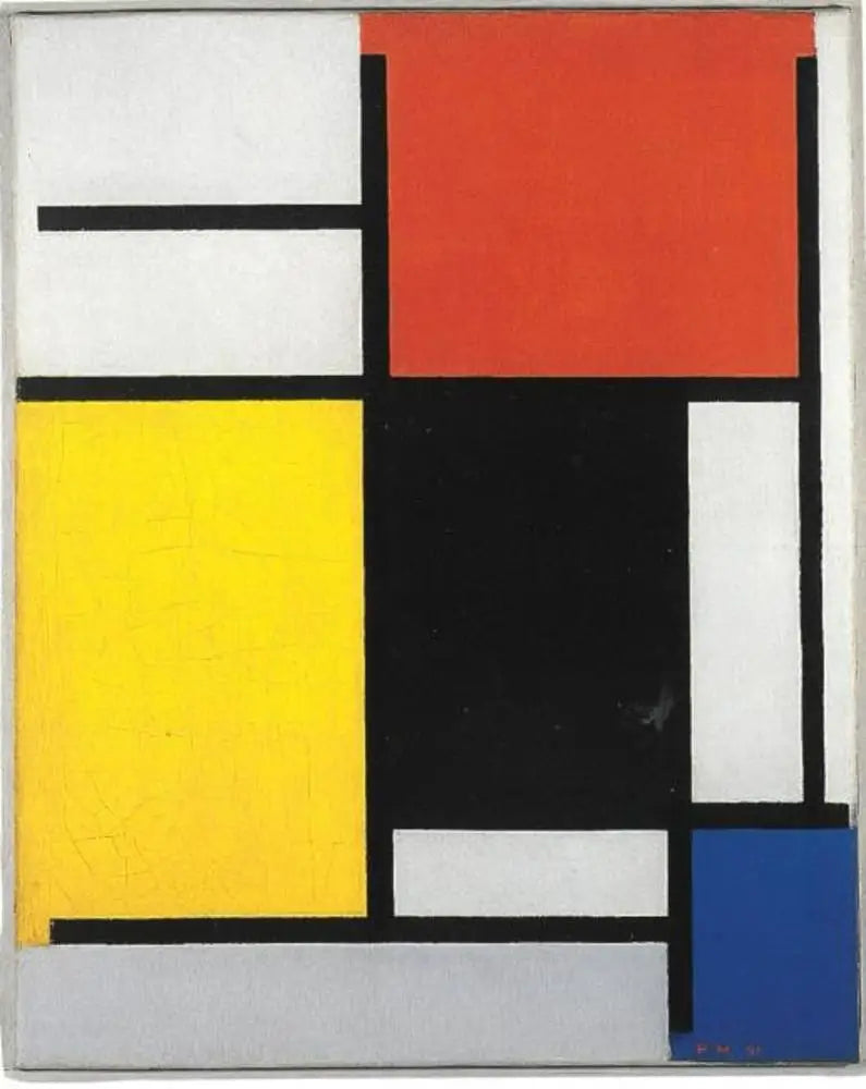 Composition avec du rouge, du jaune, du noir, du bleu et du gris - Piet Mondrian image 1 reproduction artisanale de tableau
