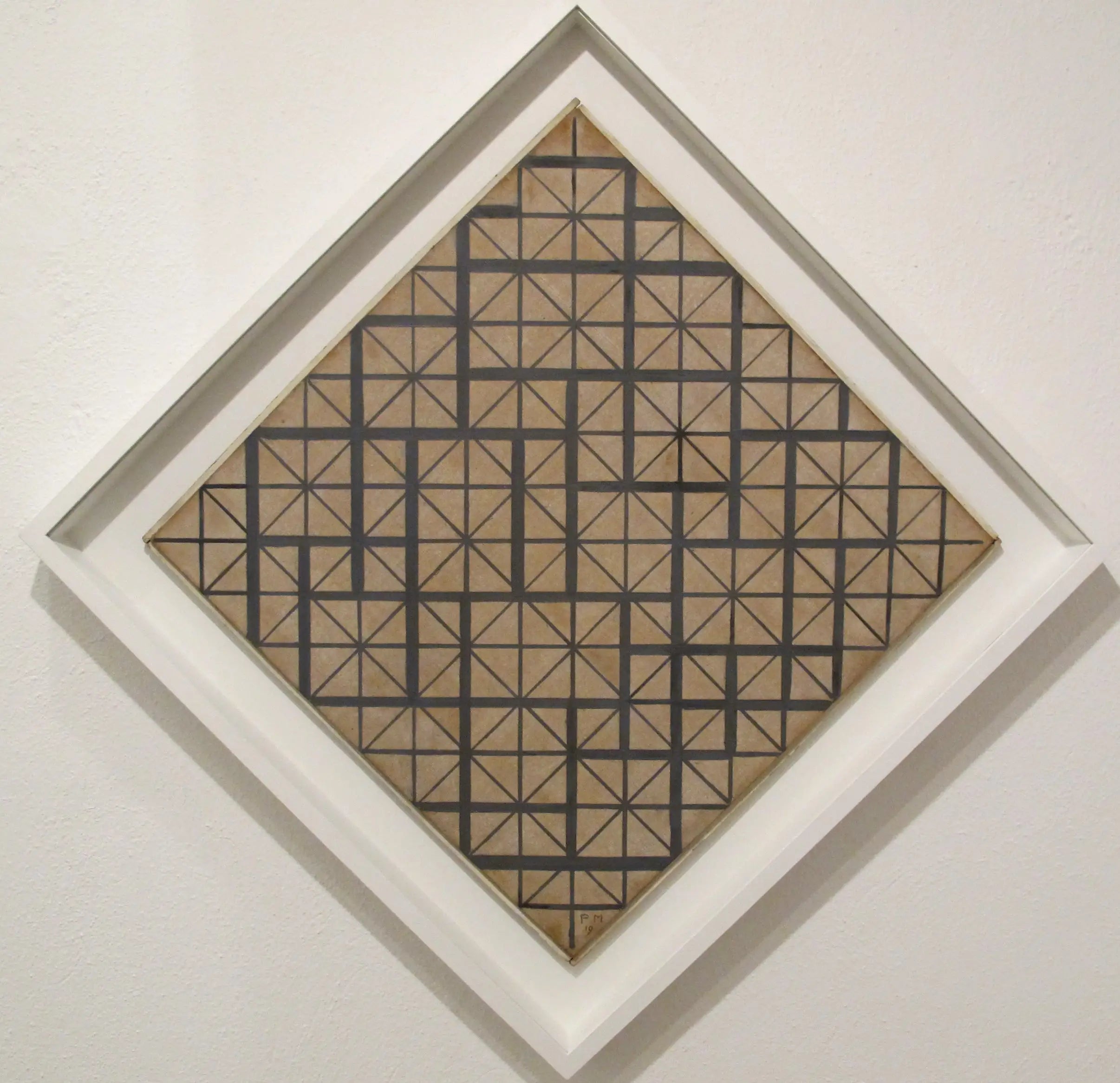 Reproduction du tableau « Composition avec grille 4 (losange) - Piet Mondrian » par Alpha Reproduction en peinture à l’huile