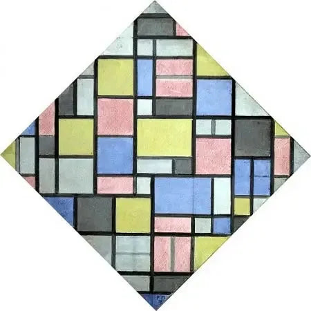 Komposition mit Raster 6: Ergebnis, Komposition mit Farben - Piet Mondrian