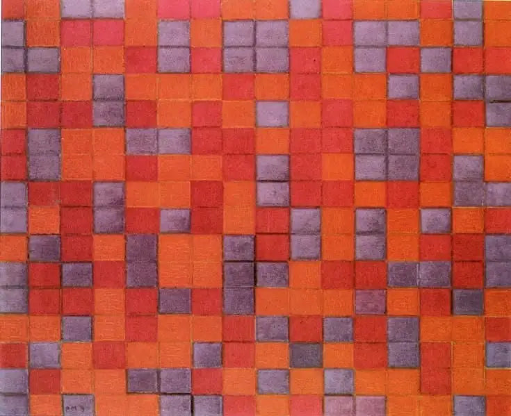 Komposition Damier, dunkle Farben - Piet Mondrian