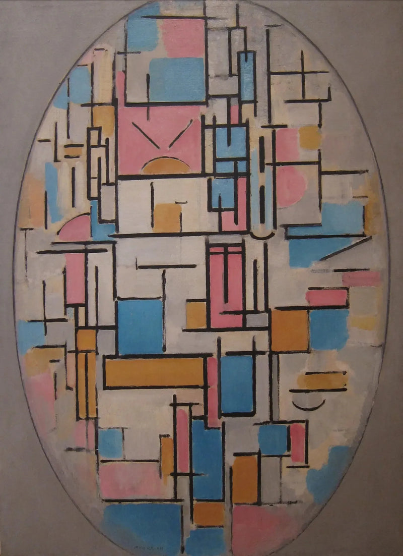 Komposition in einem Oval mit Farbflächen 1 - Piet Mondrian