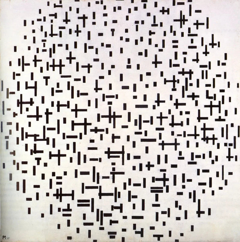 Komposition in Linie, zweiter Zustand - Piet Mondrian