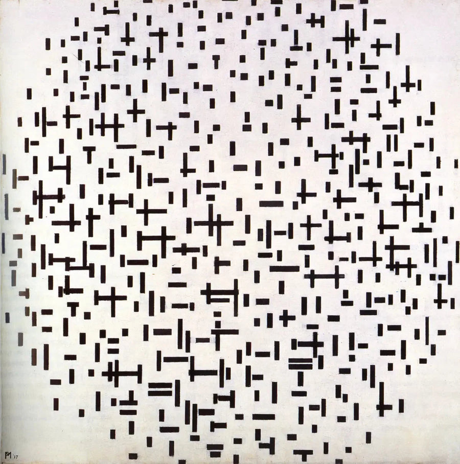 Komposition in Linie, zweiter Zustand - Piet Mondrian