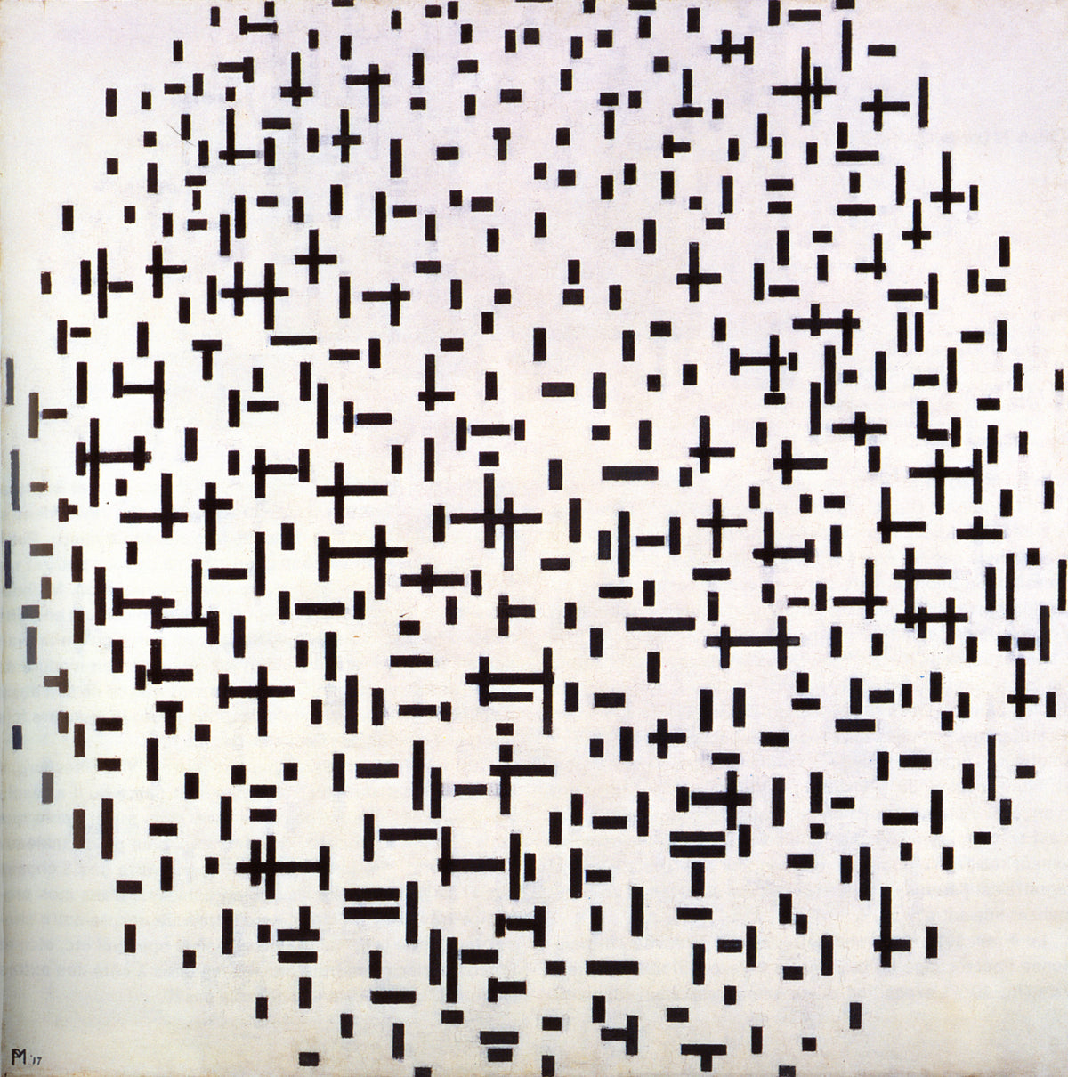 Reproduction du tableau « Composition en ligne, deuxième état - Piet Mondrian » par Alpha Reproduction en peinture à l’huile