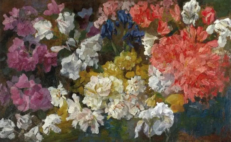 Florale Komposition mit Rhododendren und Iris - Piet Mondrian