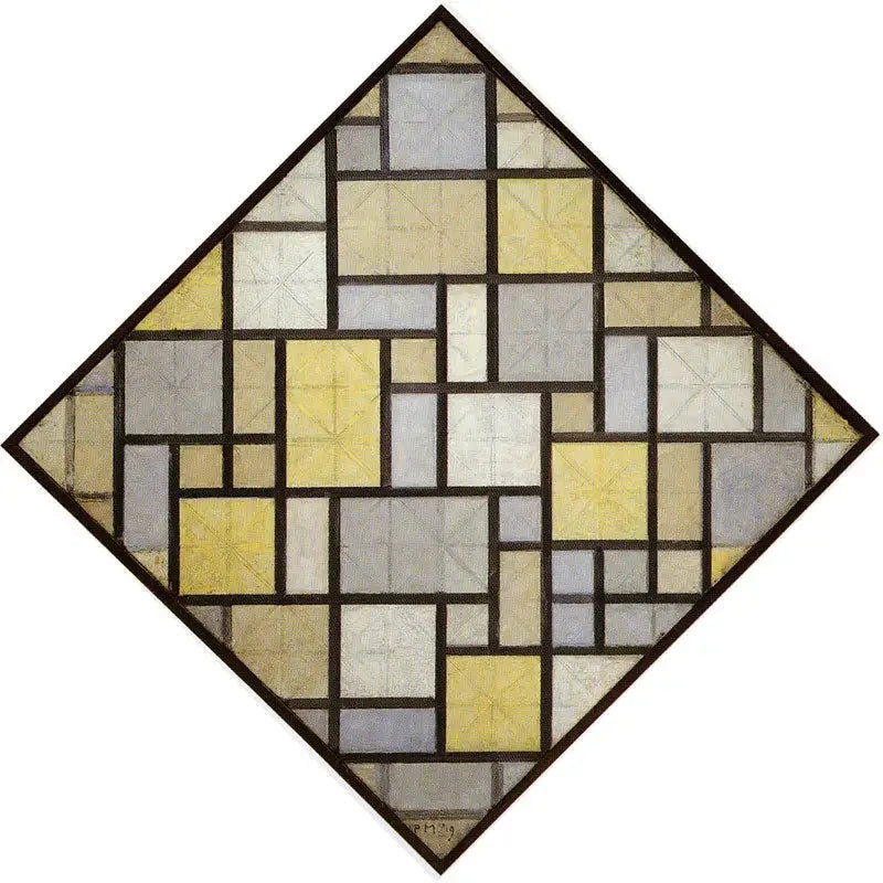 Komposition: Helle Farbflächen mit grauen Linien - Piet Mondrian