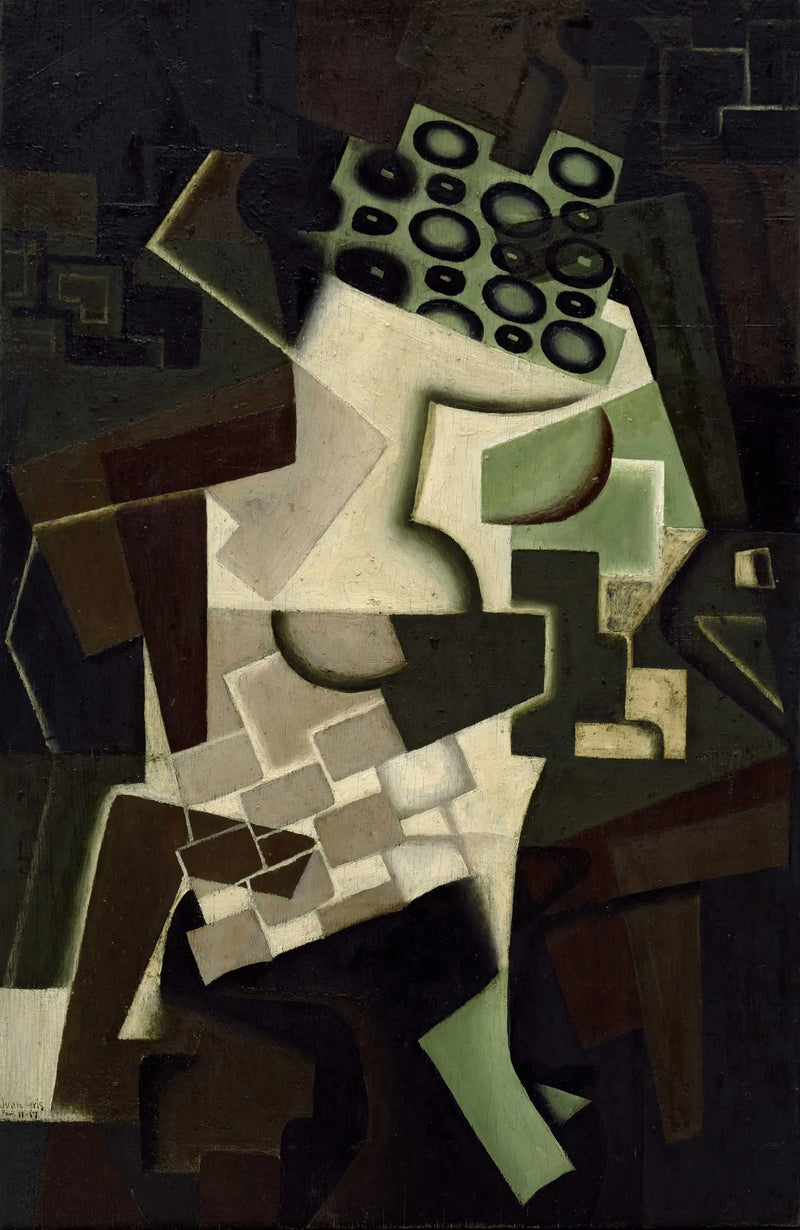 Compotier und Tischdecke mit Karomuster - Juan Gris