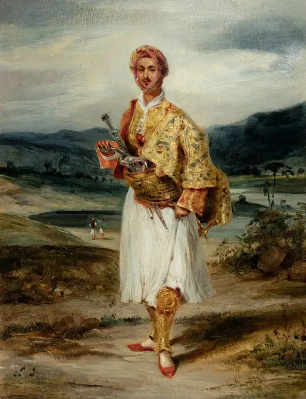 Comte Palatiano en costume de Suliot - Eugène Delacroix image 2 copie peinte à la main à l’huile