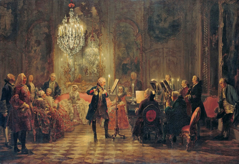 Konzert von Friedrich dem Großen auf der Flöte in Sanssouci - Adolph von Menzel