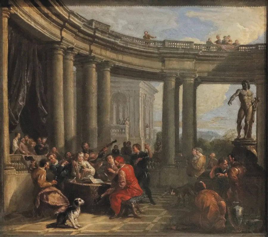 Konzert gegeben im Inneren einer kreisförmigen Galerie im dorischen Stil - Giovanni Paolo Panini