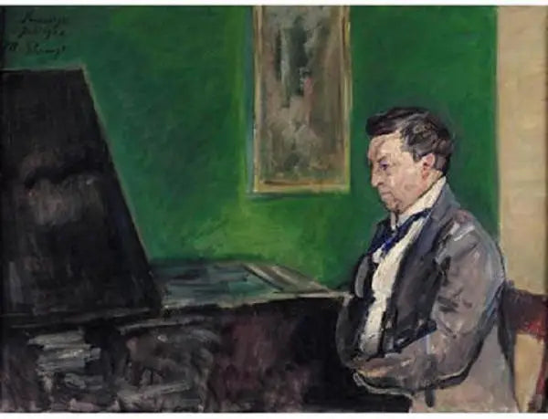 Conrad Ansorge am Klavier - Max Slevogt image 1 copie peinte à la main à l’huile
