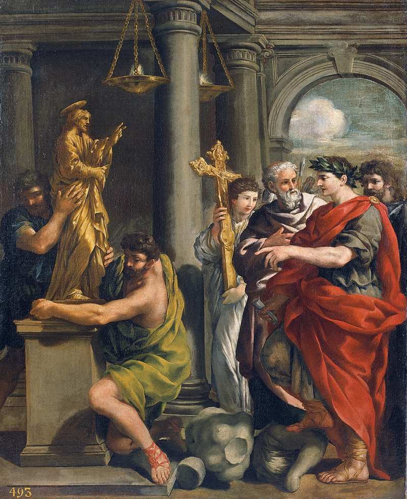 Konstantin befiehlt die Zerstörung der heidnischen Götzenbilder - Pietro da Cortona