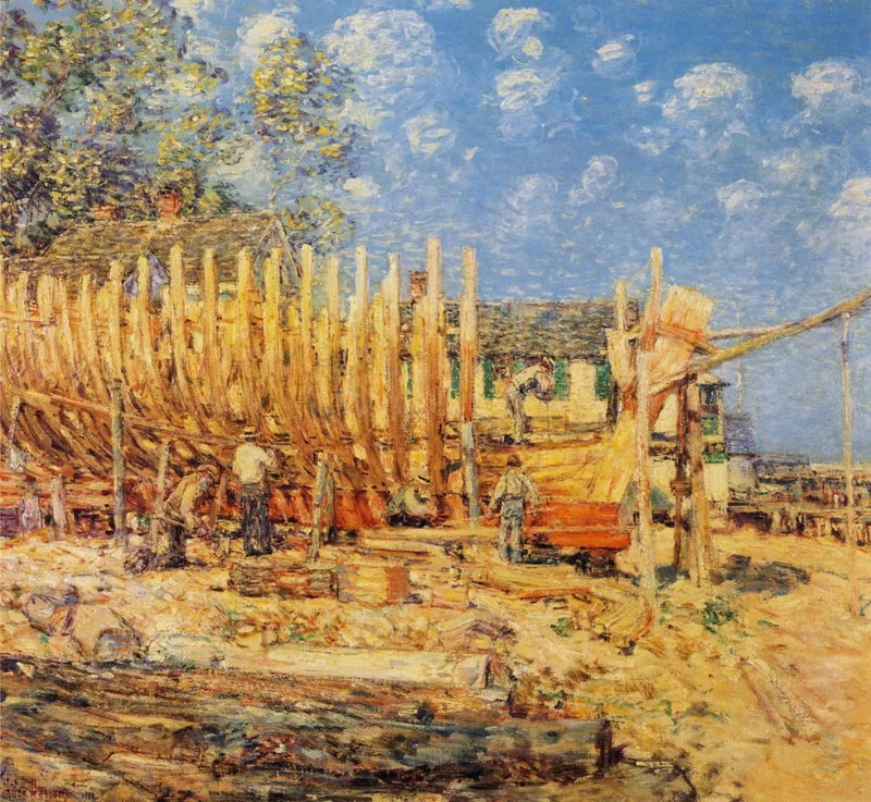 Bau des Segelschiffs, Provincetown - Childe Hassam