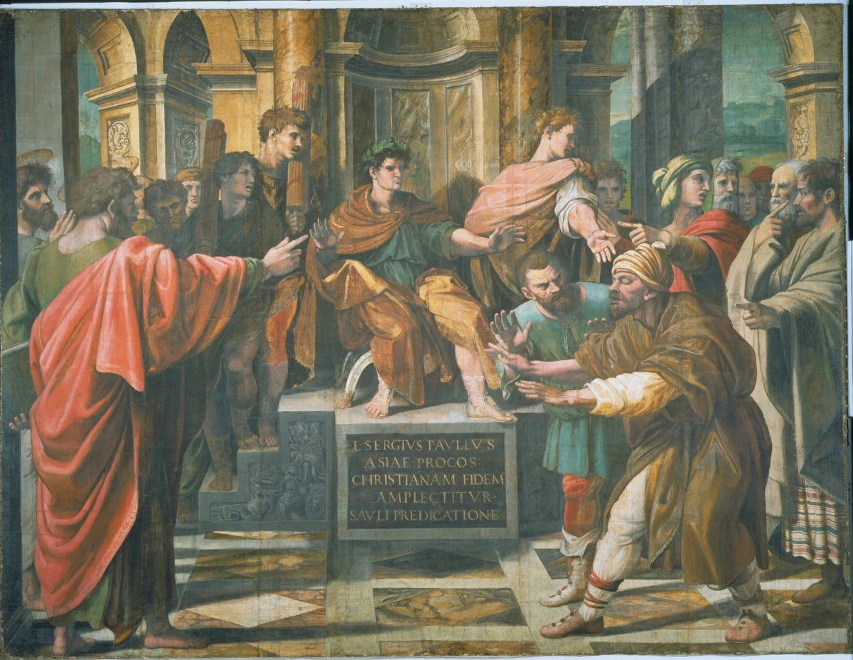 Die Bekehrung des Prokonsuls oder die Blindheit Elymas, etwa 1515-1516 - Raphaël