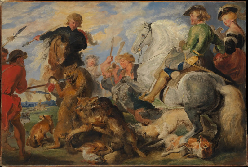Kopie nach „Die Jagd auf Wolf und Fuchs“ von Rubens - Edwin Henry Landseer