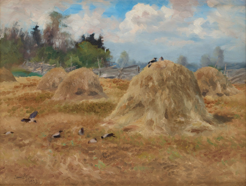 Krähen und Heuhaufen - Bruno Liljefors