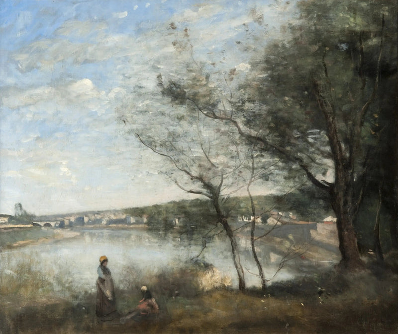 Korb aus der Ferne: Hinter den Bäumen, am Morgen - Jean-Baptiste Camille Corot