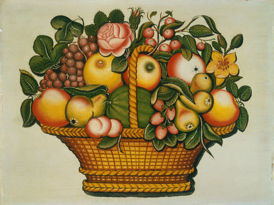 Corbeille de Fruits avec Fleurs - American 19th Century