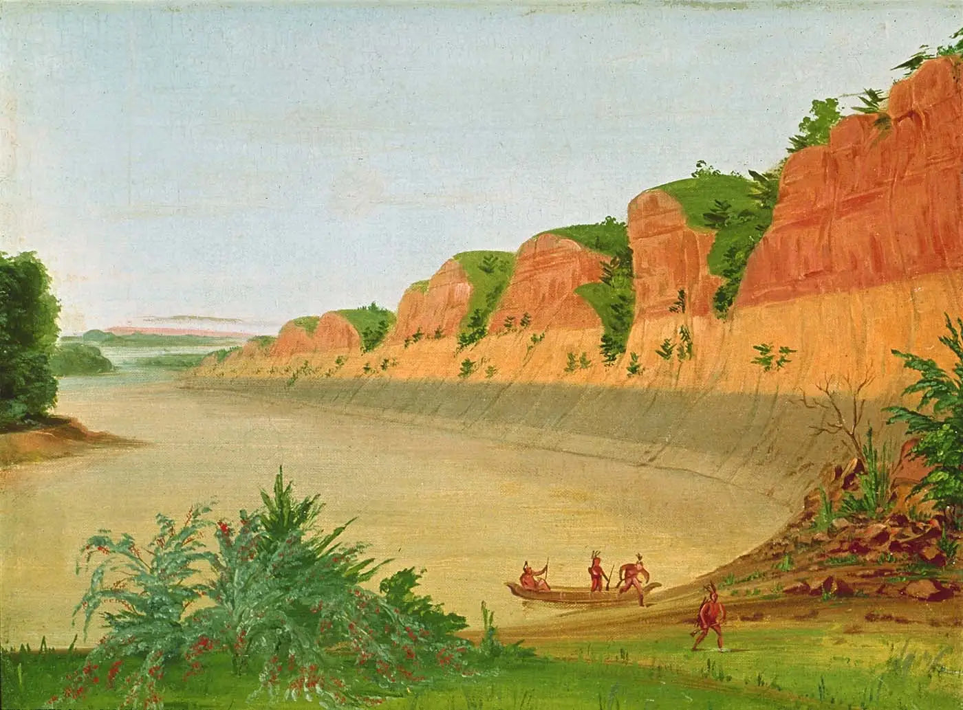 Côté sud de l'île Buffalo, montrant des baies de Buffalo au premier plan - George Catlin image 1 reproduction de peinture à l’huile