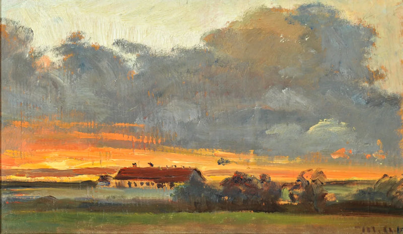 Sonnenuntergang in Skagen mit Blick auf Rytter Särens Bauernhof. - Michael Peter Ancher