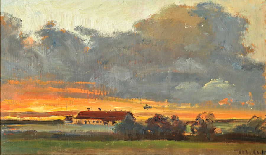 Sonnenuntergang in Skagen mit Blick auf Rytter Särens Bauernhof. - Michael Peter Ancher