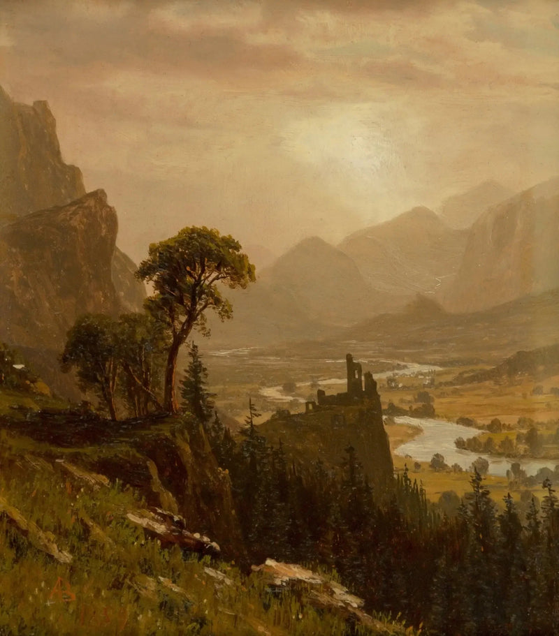 Sonnenuntergang über dem Berg - Albert Bierstadt