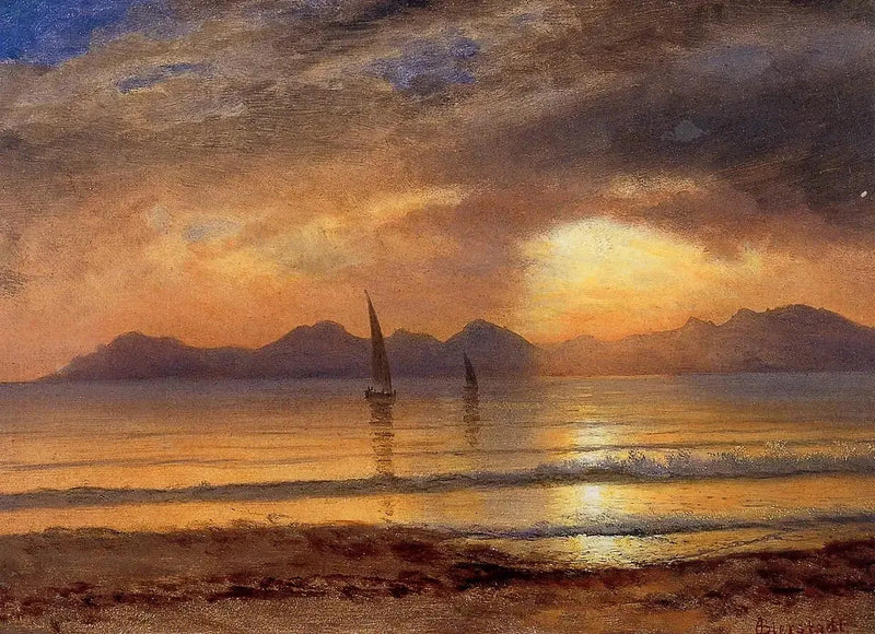 Sonnenuntergang über einem Bergsee - Albert Bierstadt