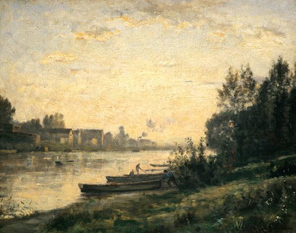 Sonnenuntergang über einem Fluss - Stanislas Lépine