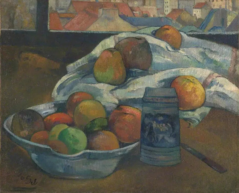 Obstschale und Krug vor dem Fenster - Paul Gauguin
