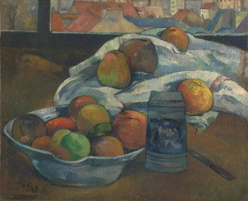 Obstschale und Krug vor dem Fenster - Paul Gauguin