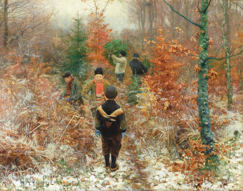 Weihnachtsbäume schneiden. - H. A. Brendekilde
