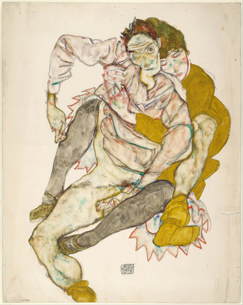 Couple assis - Egon Schiele image 1 reproduction artisanale de tableau