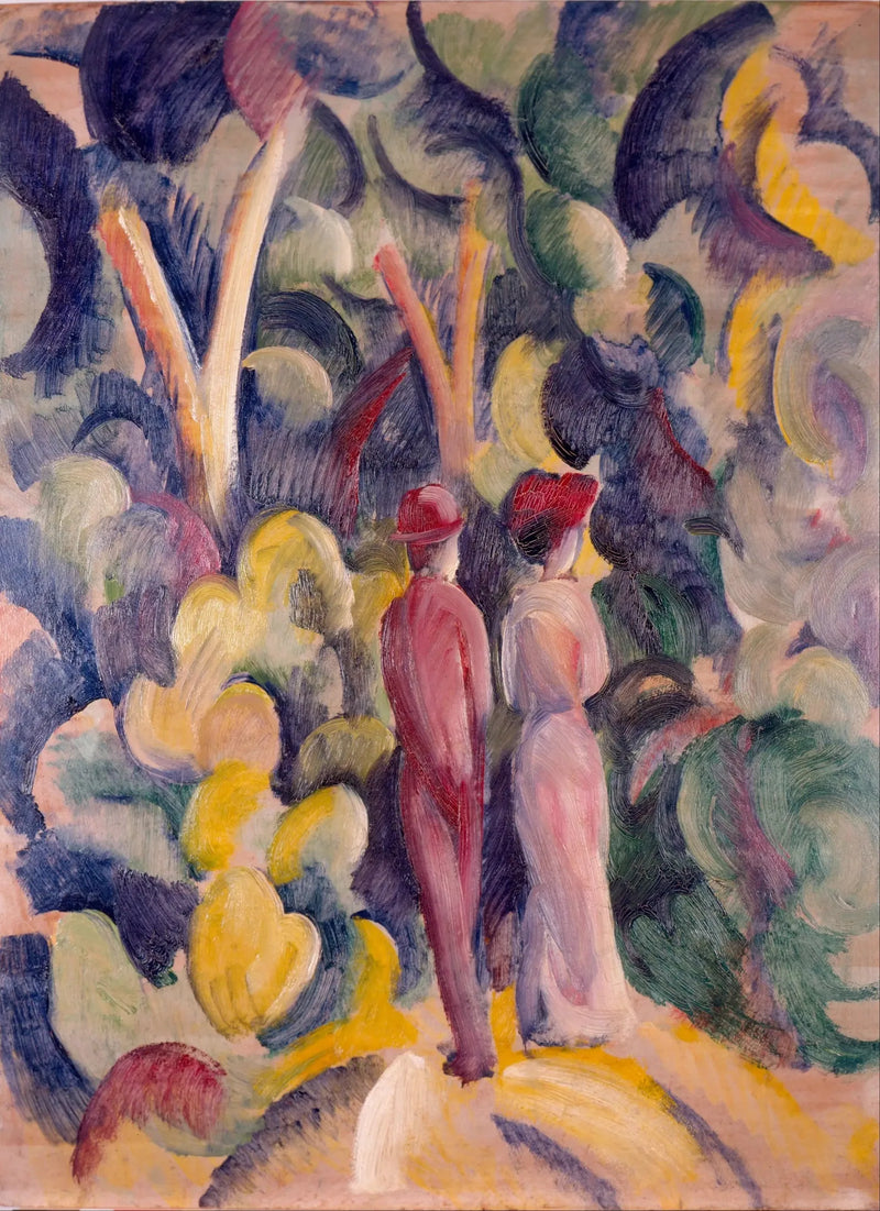 Paar auf dem Waldweg - August Macke