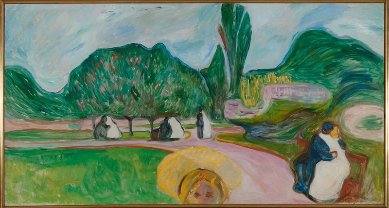Paare, die sich im Park küssen (Frise Linde) - Edvard Munch