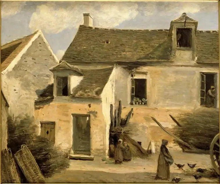 Hof eines Bauernhauses in der Umgebung von Paris - Jean-Baptiste Camille Corot