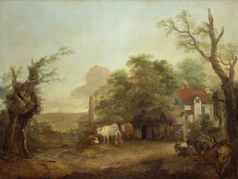 Hof mit Milchfrau, Kühen und Eseln - Thomas Gainsborough