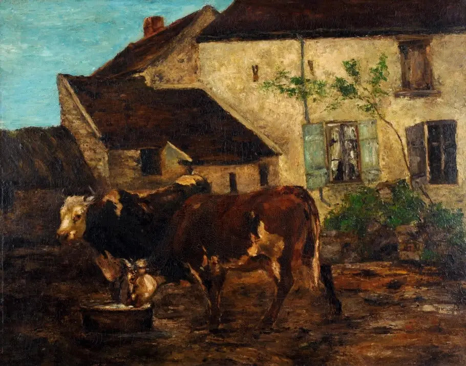 Cour de ferme près d'Étretat - Gustave Courbet image 1 reproduction artisanale de tableau