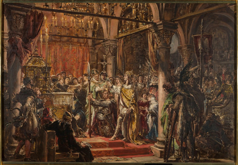 Krönung des ersten Königs, 1001 n. Chr., aus der Serie « Geschichte der Zivilisation in Polen » - Jan Matejko