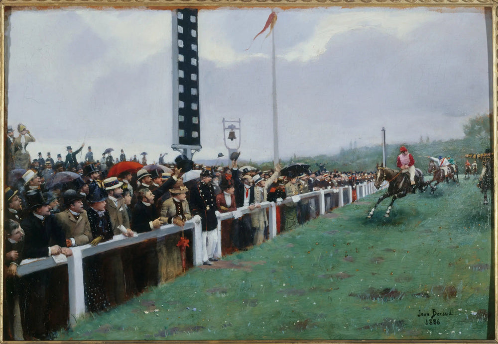 Cours à Longchamp ; l'arrivée au poteau - Jean Béraud image 1 copie de tableau peinte à la main