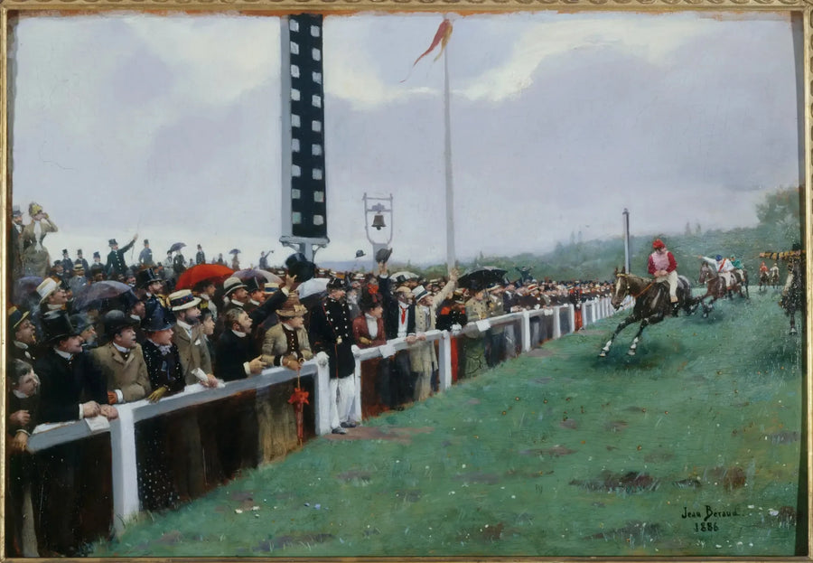 Rennen in Longchamp ; das Ankommen am Zielpfosten - Jean Béroud