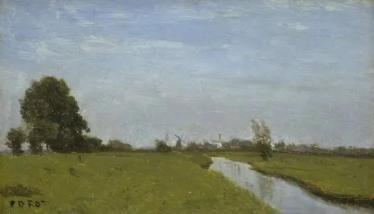 Wasserlauf in Holland. Ebene - Jean-Baptiste Camille Corot