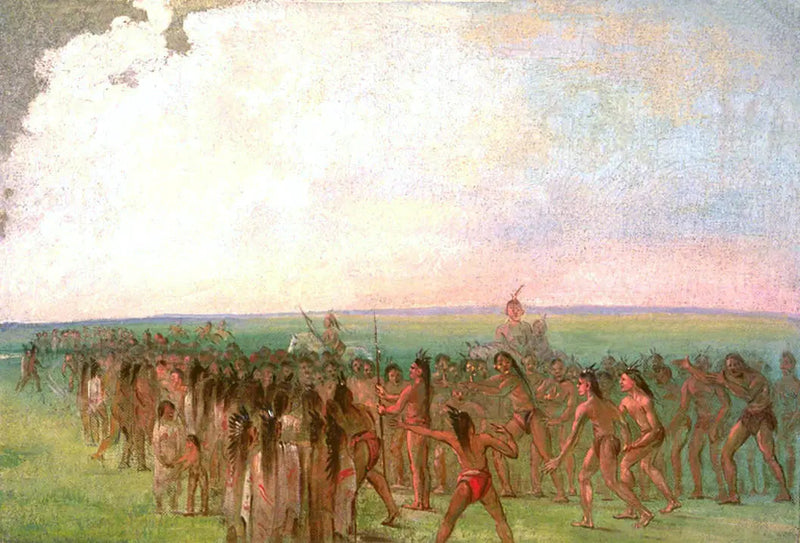 Lauf hinter dem Dorf Mandan - George Catlin