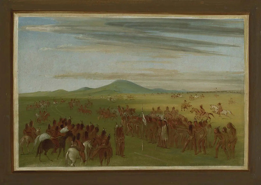 Pferderennen auf einer Strecke hinter dem Dorf Mandan - George Catlin