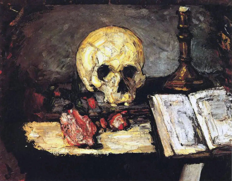Schädel und Kerzenständer - Paul Cézanne