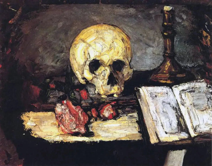 Schädel und Kerzenständer - Paul Cézanne