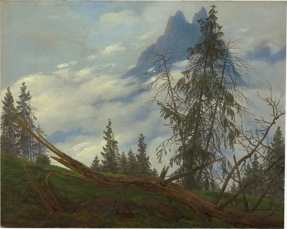 Crête de haute montagne avec les nuages de conduite - Caspar David Friedrich image 1 reproduction artisanale de tableau
